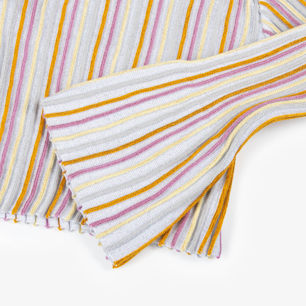 Stella McCartney Kids-كنزة فضية مخططة بألوان قوس قزح للبنات | Childrensalon Outlet