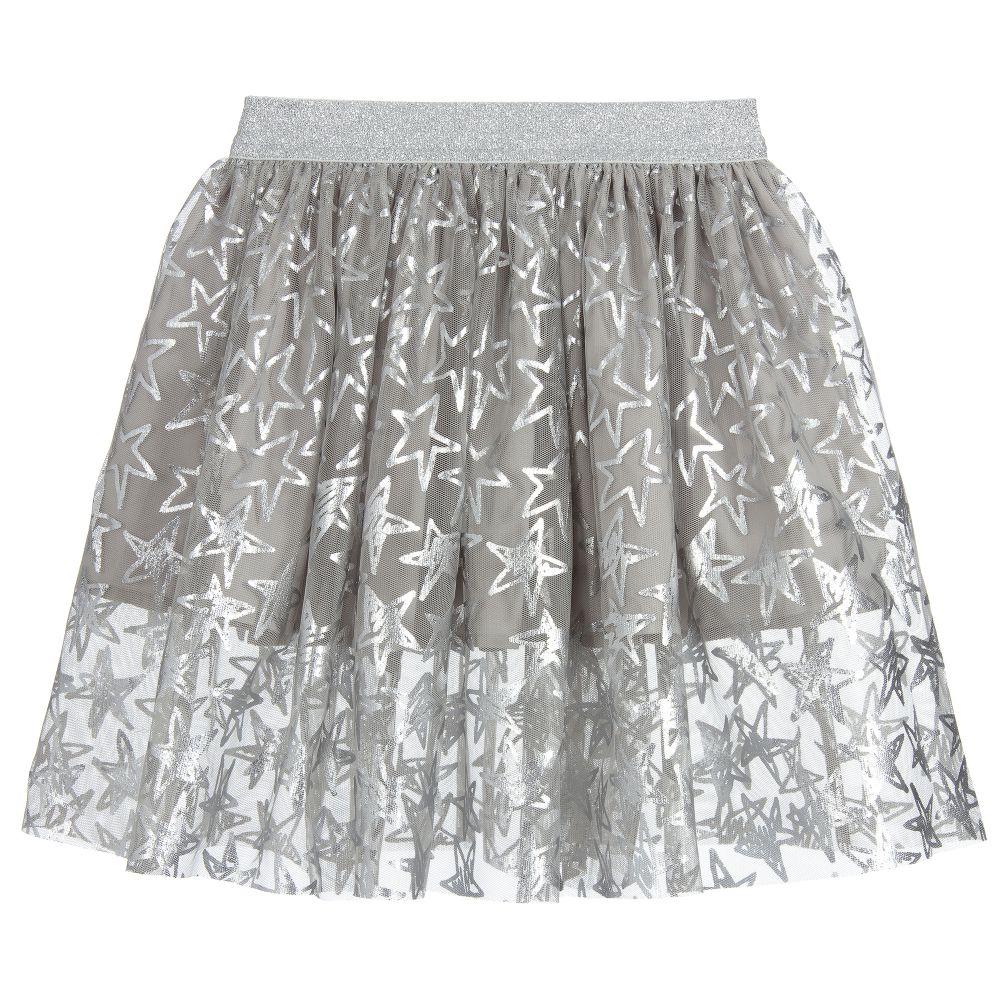Stella McCartney Kids - Girls Silver Star Tulle Skirt | Childrensalon