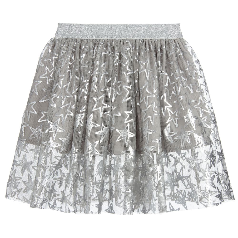 Stella McCartney Kids Girls Silver Star Tulle Skirt Childrensalon Outlet
