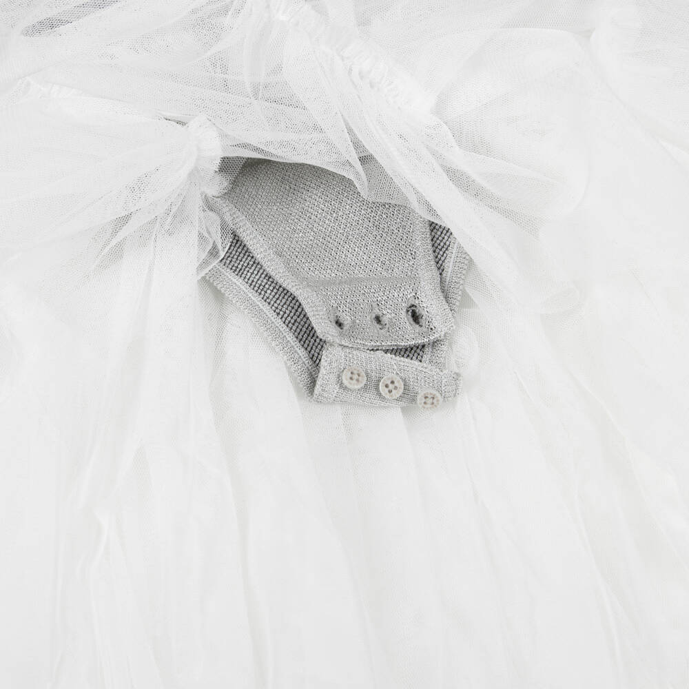 Stella McCartney Kids-Girls Silver Swan Dress with White Tulle | Childrensalon Outlet