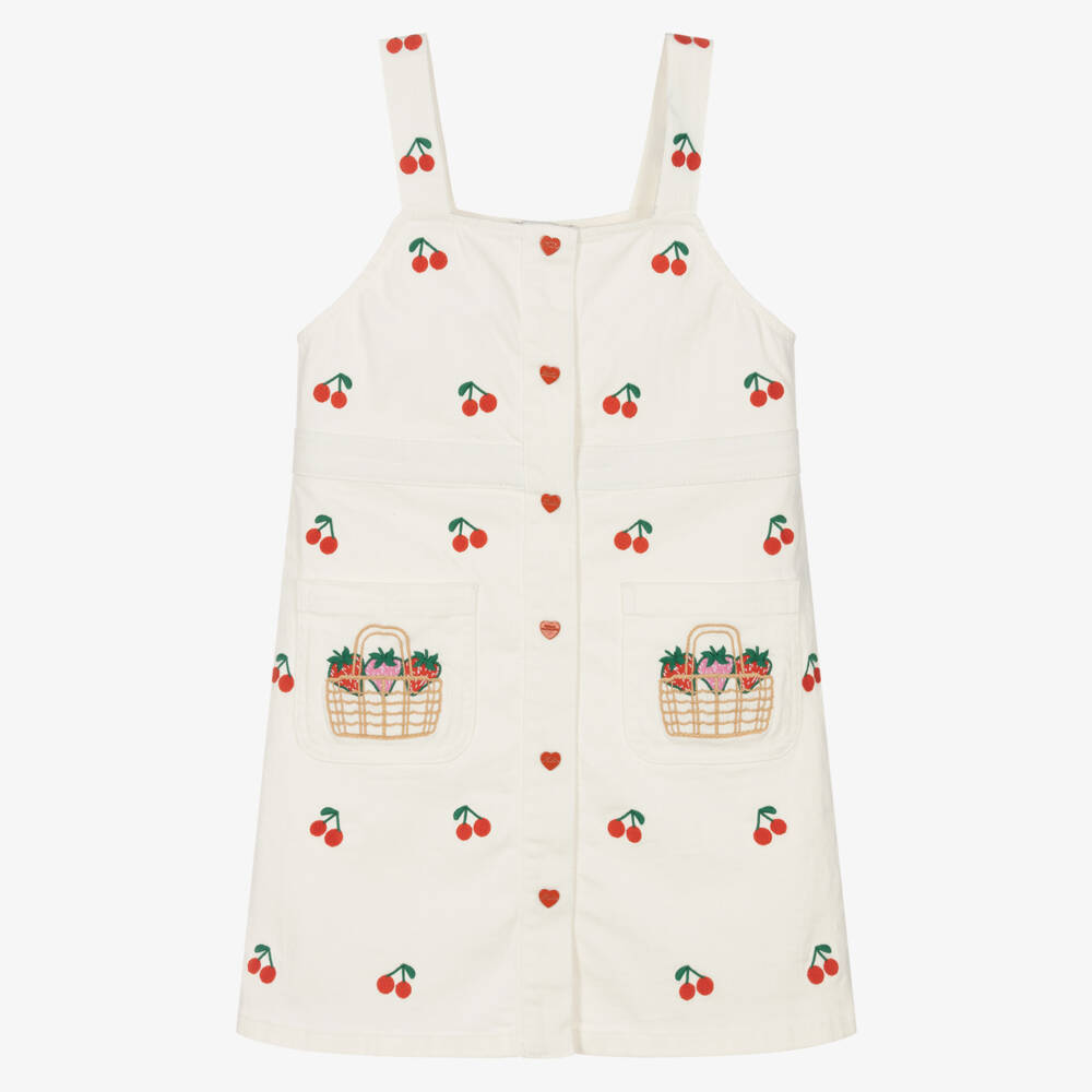 Stella McCartney Kids-فستان دنيم ناعم للبنات بتصميم كرز | Childrensalon Outlet