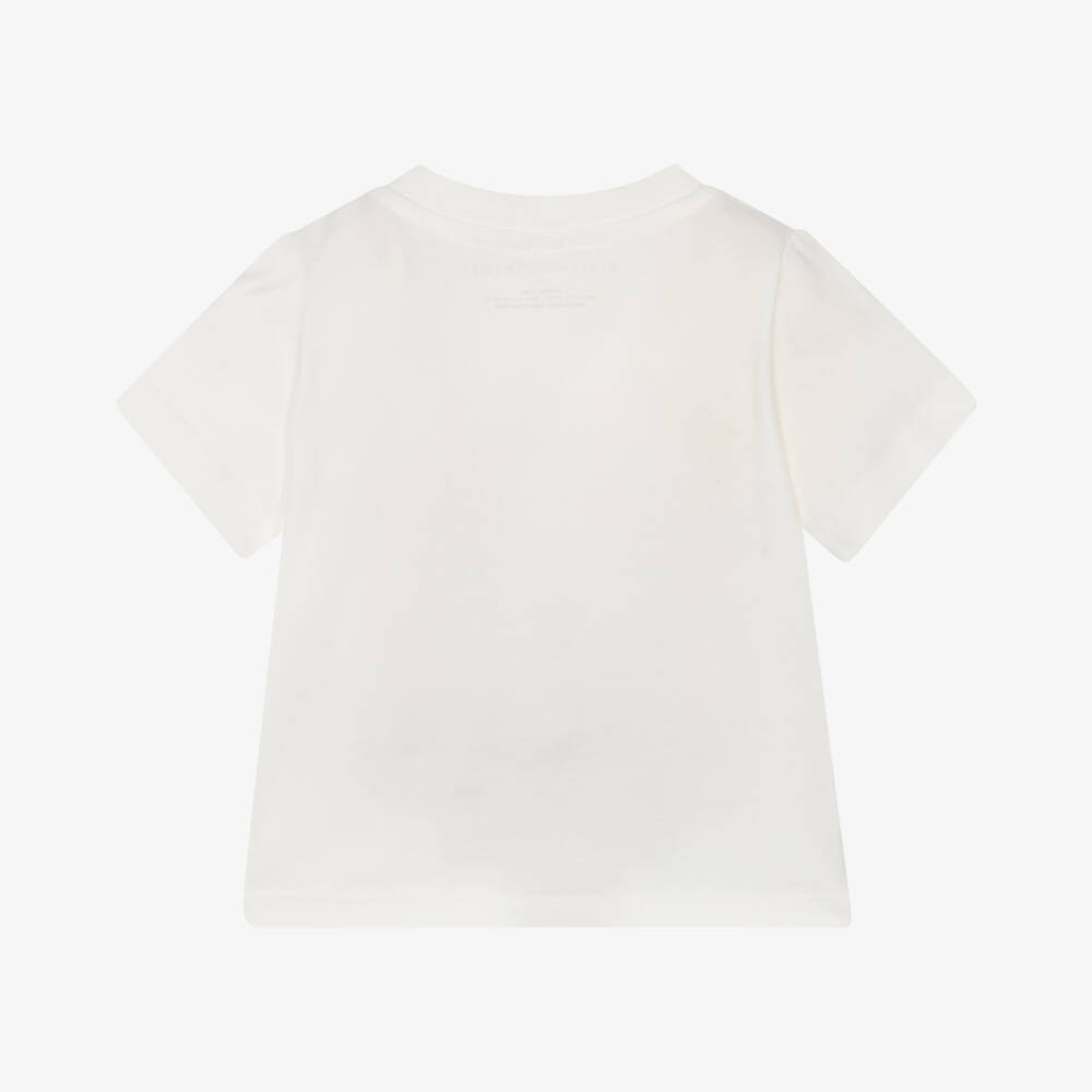 Stella McCartney Kids-Girls Soft Ivory Logo Tee | Childrensalon Outlet