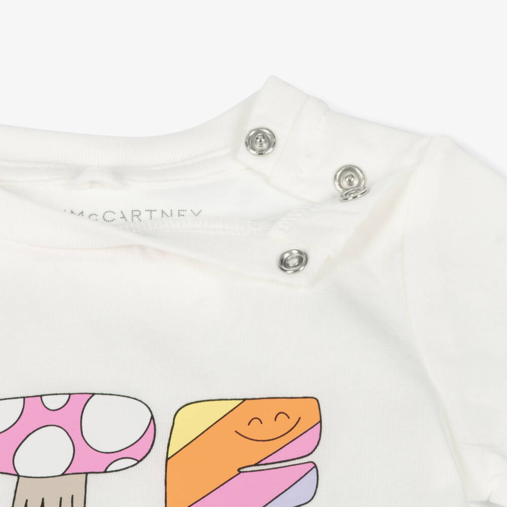 Stella McCartney Kids-Girls Soft Ivory Logo Tee | Childrensalon Outlet
