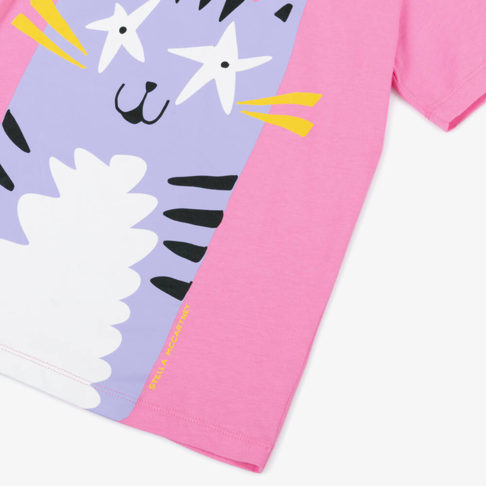 Stella McCartney Kids-Girls Soft Pink Cat Tee | Childrensalon Outlet