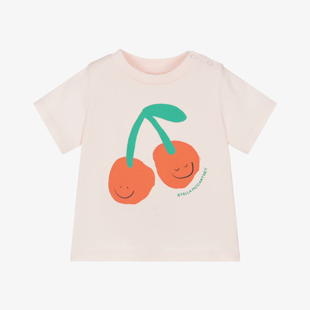 Stella McCartney Kids-Girls' Soft Pink Cherry Tee | Childrensalon Outlet