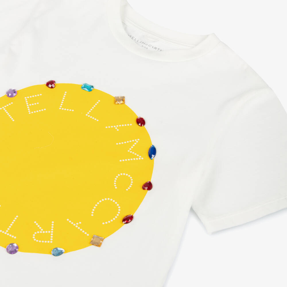 Stella McCartney Kids-Girls Sparkling Ivory Cotton Tee | Childrensalon Outlet