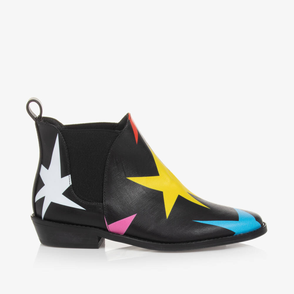 Stella McCartney Kids-Girls Starry Black Ankle Boots | Childrensalon Outlet