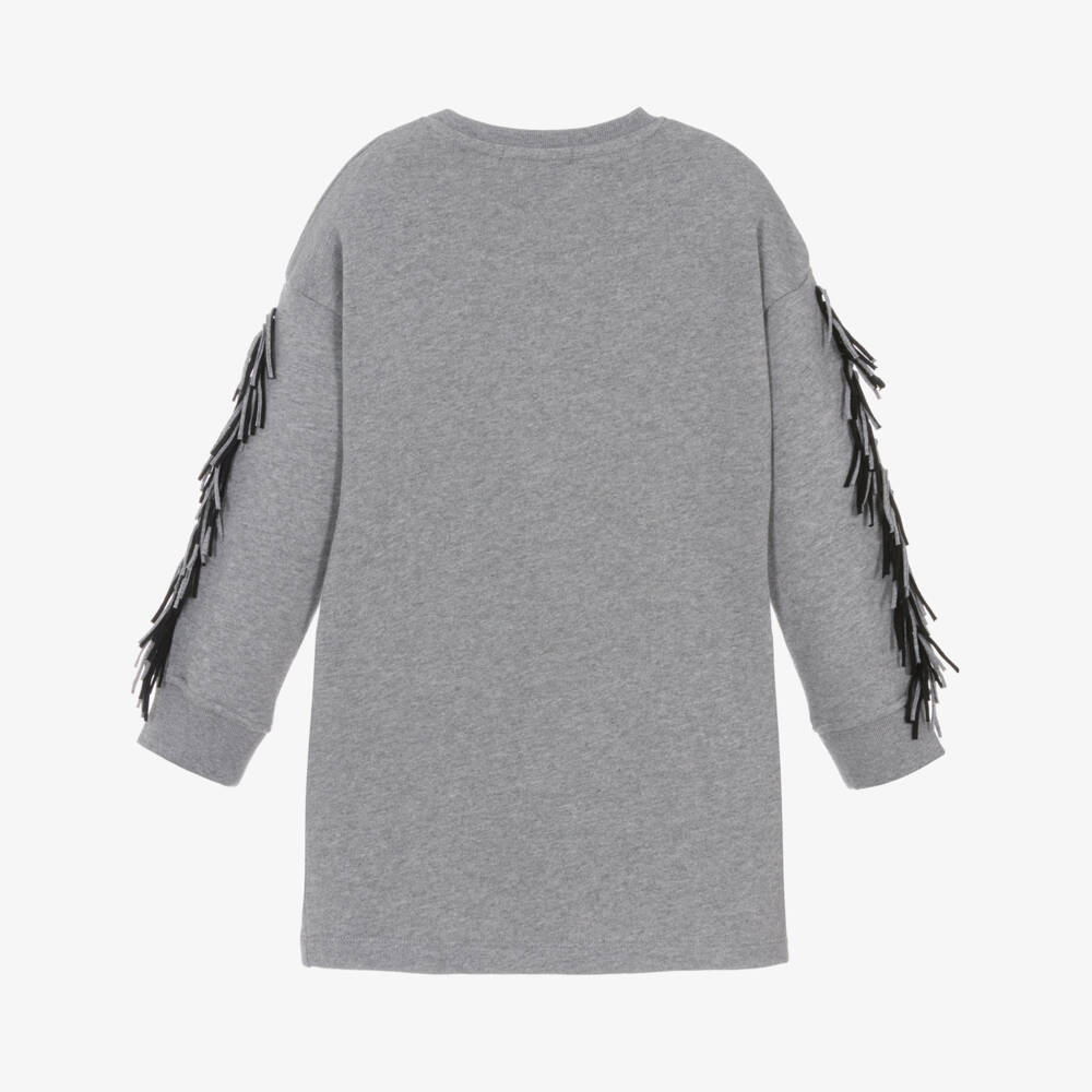Stella McCartney Kids-Girls Starry Grey Fringe Dress | Childrensalon Outlet
