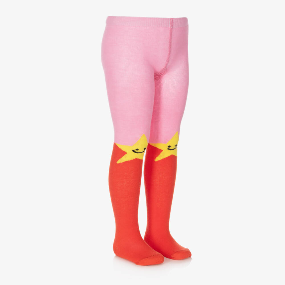 Stella McCartney Kids-Girls Starry Pink and Red Tights | Childrensalon Outlet