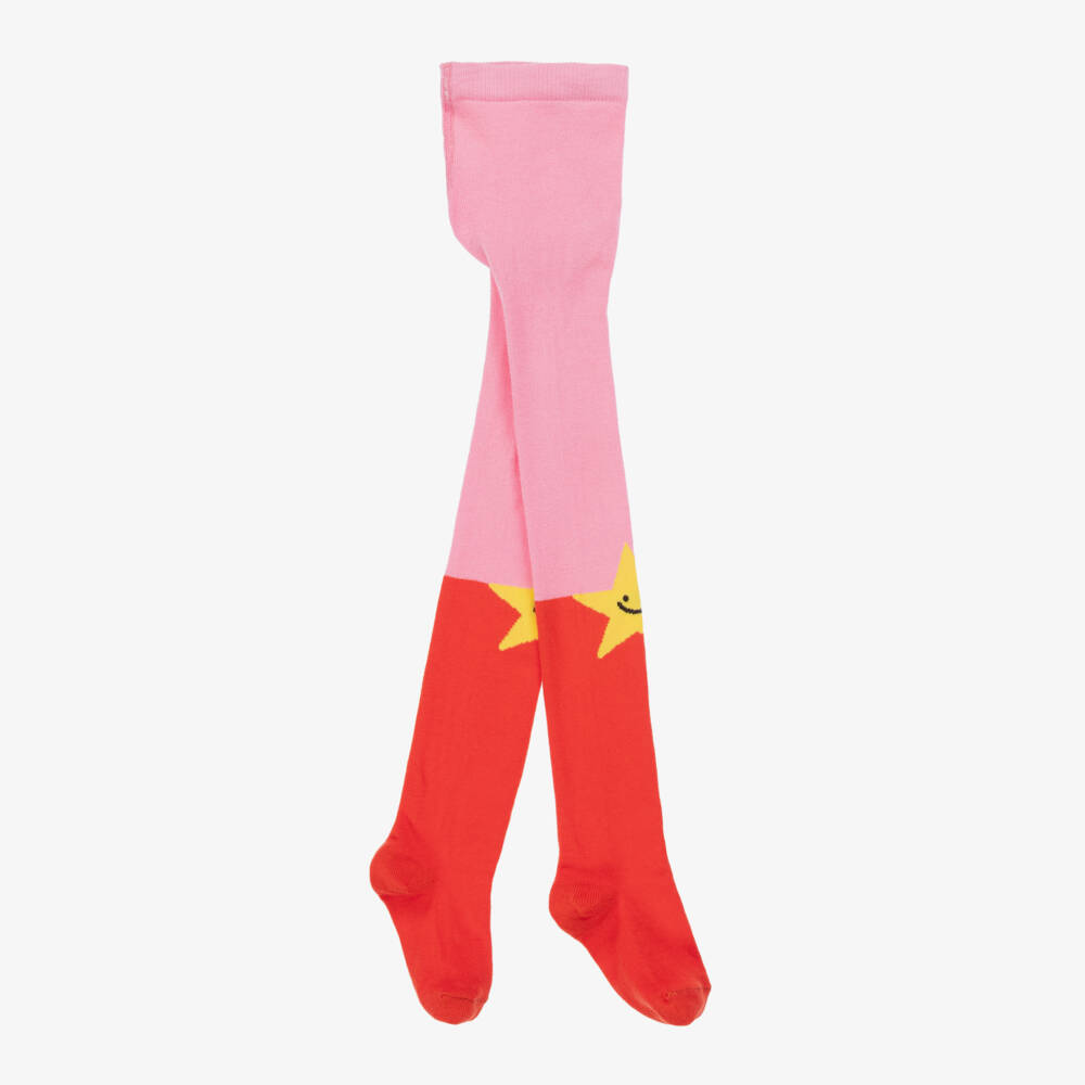 Stella McCartney Kids-Girls Starry Pink and Red Tights | Childrensalon Outlet