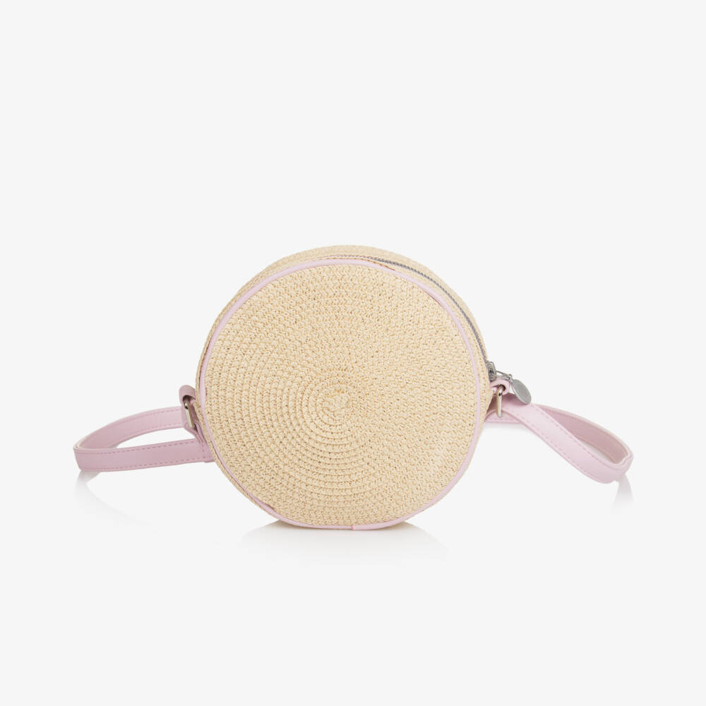 Stella McCartney Kids-Girls Straw Beige Embroidered Purse | Childrensalon Outlet