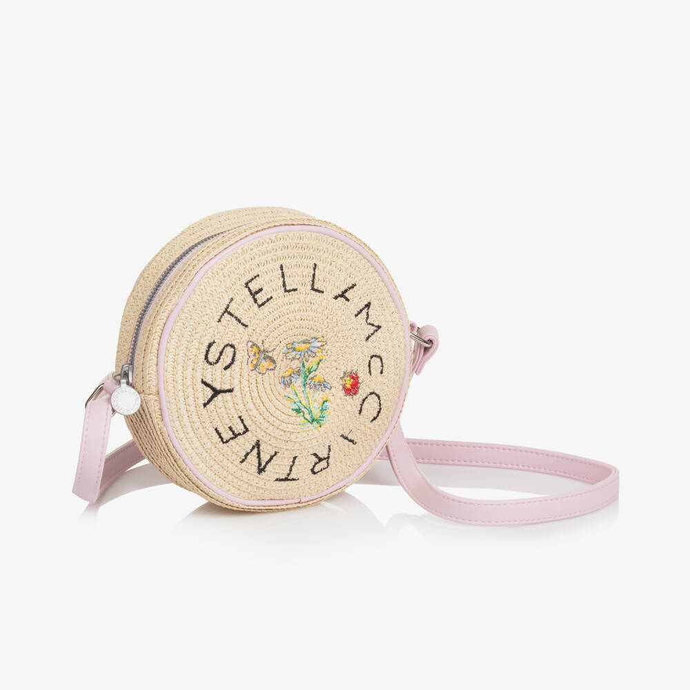 Stella McCartney Kids-Girls Straw Beige Embroidered Purse | Childrensalon Outlet