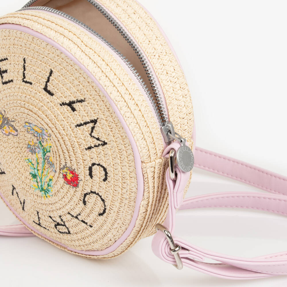 Stella McCartney Kids-Girls Straw Beige Embroidered Purse | Childrensalon Outlet