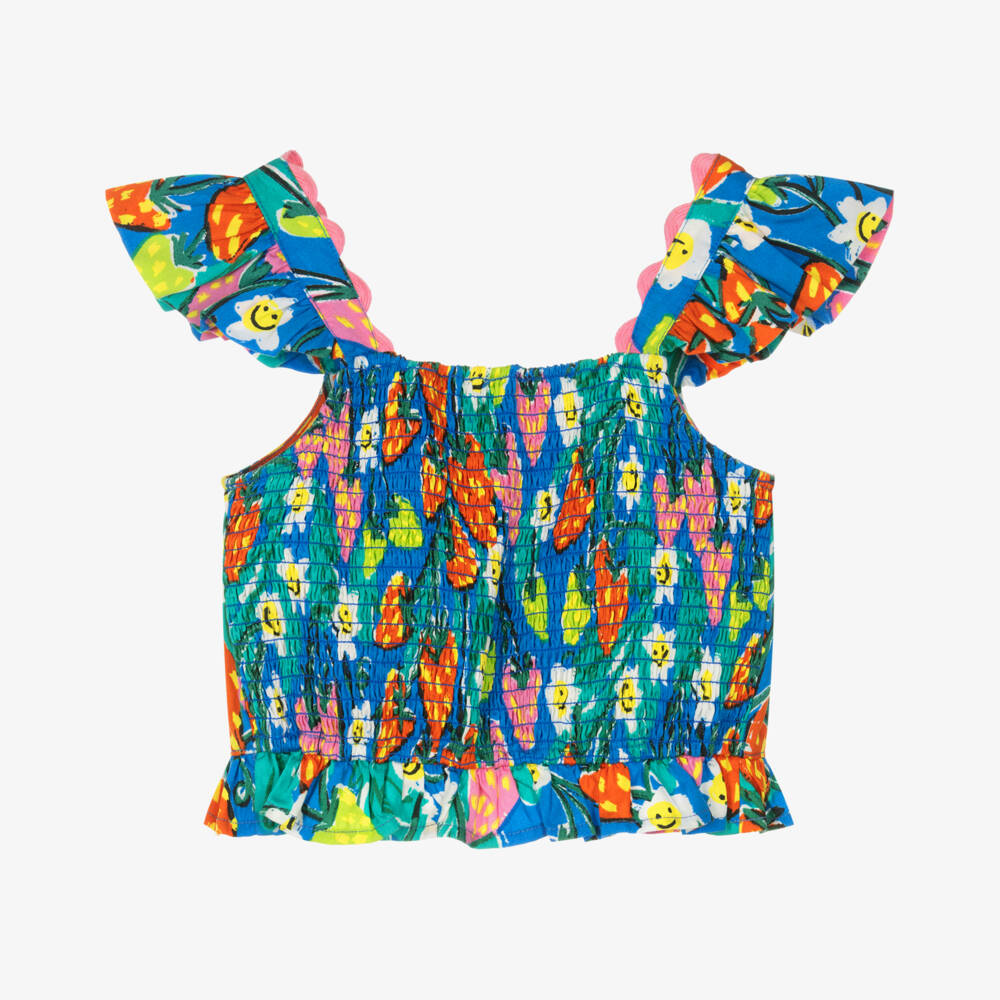 Stella McCartney Kids-Girls Strawberry Ruffle Blue Blouse | Childrensalon Outlet