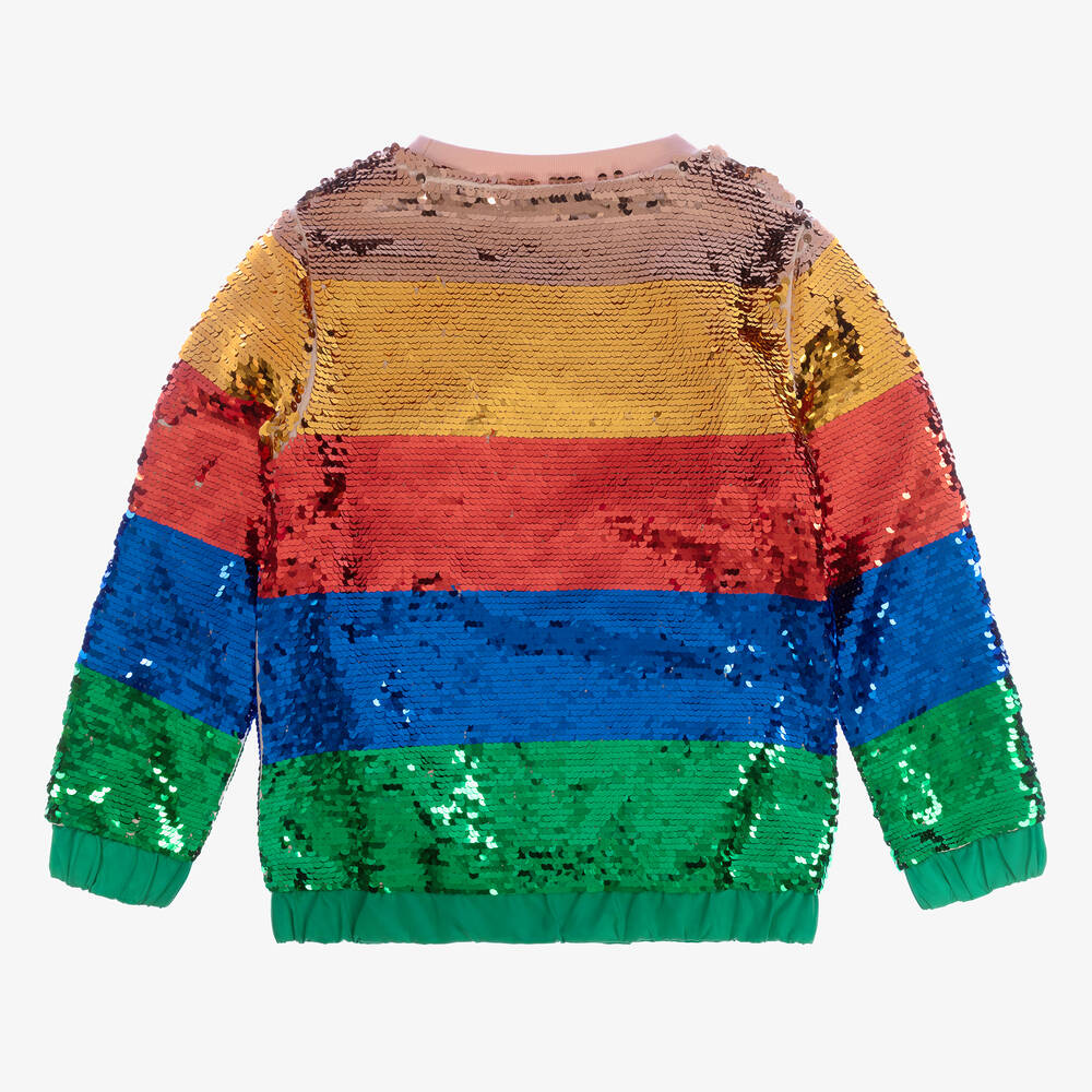 Stella McCartney Kids-Girls Striped Sequin Cotton Sweatshirt | Childrensalon Outlet