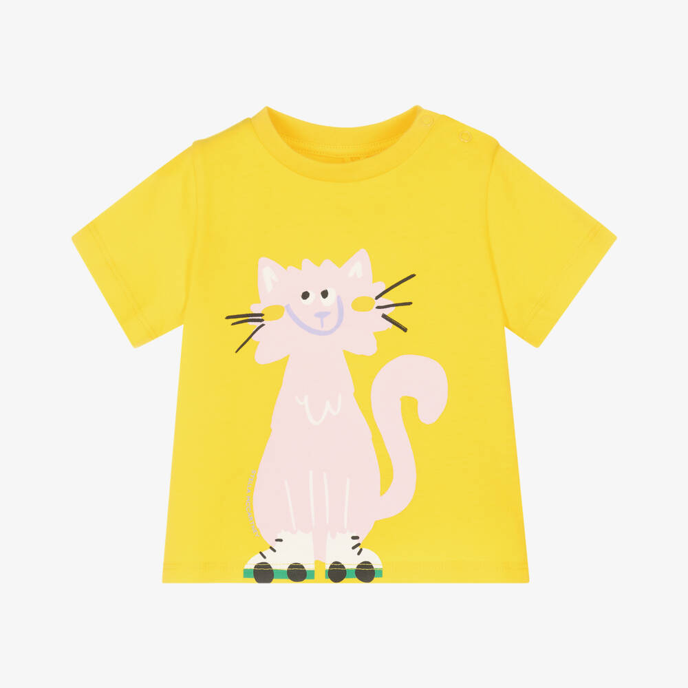 Stella McCartney Kids-Футболка с солнечным принтом кота для девочек | Childrensalon Outlet