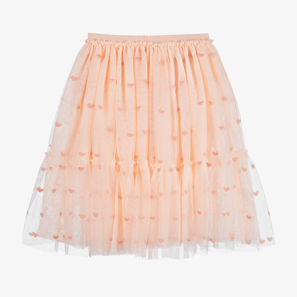 Stella McCartney Kids-Girls Tulle Skirt with Heart Embroidery | Childrensalon Outlet