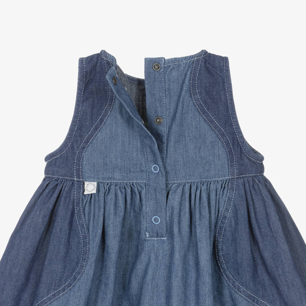 Stella McCartney Kids-Girls Two Tone Blue Chambray Dress | Childrensalon Outlet