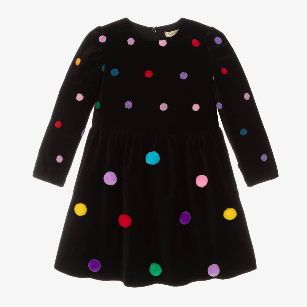 Stella McCartney Kids-Girls Velvet Dress with Pom-Poms | Childrensalon Outlet
