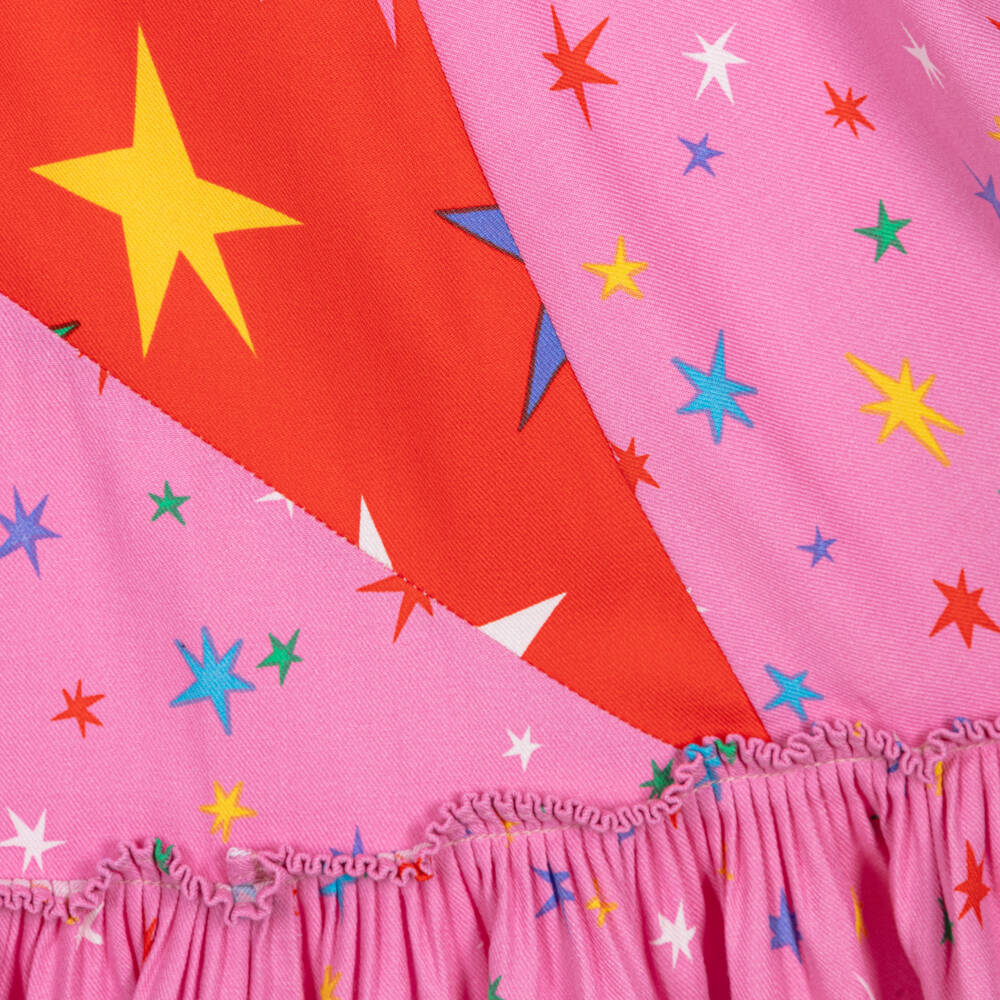 Stella McCartney Kids-فستان فيسكوز بطبعة نجوم لون زهري | Childrensalon Outlet