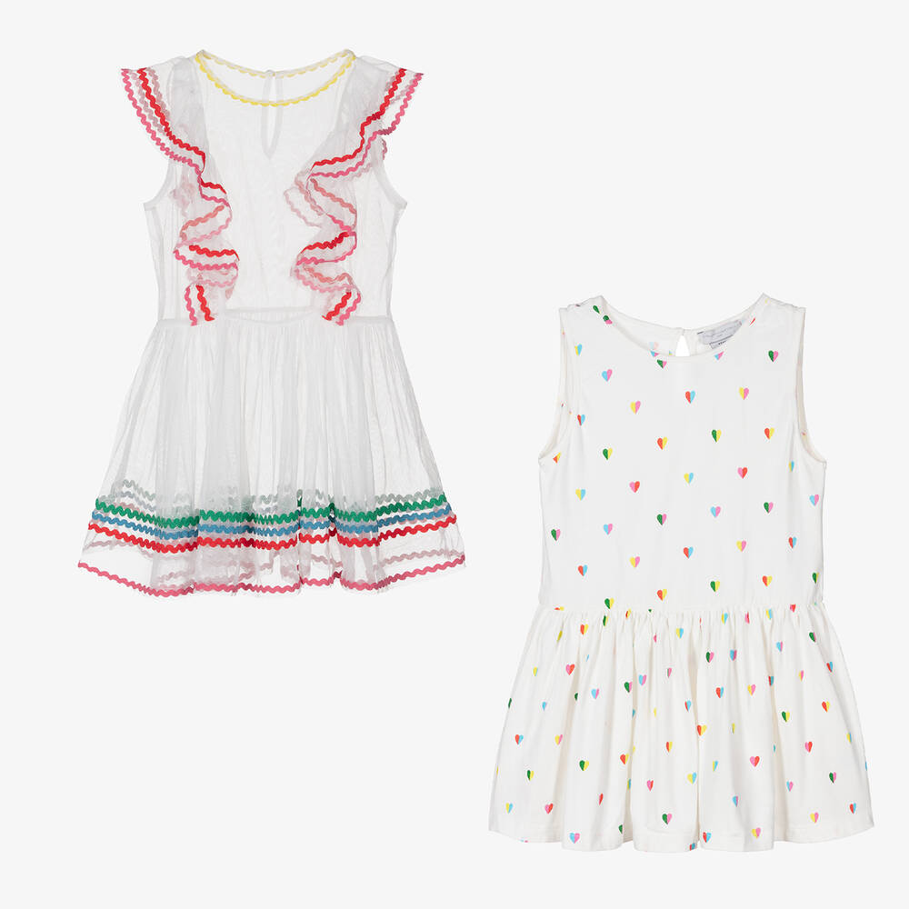 Stella McCartney Kids-Girls White 2-In-1 Jersey & Tulle Dress | Childrensalon Outlet