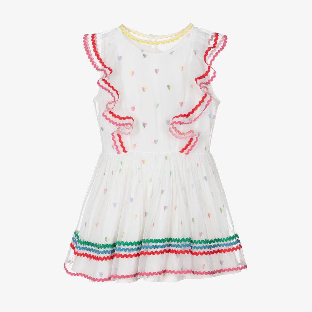 Stella McCartney Kids - Белое платье из джерси и тюля 2-в-1 | Childrensalon
