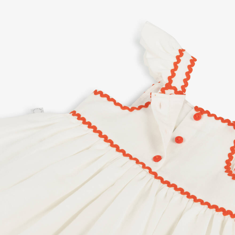 Stella McCartney Kids-Белое платье с ягодной вышивкой для девочек | Childrensalon Outlet