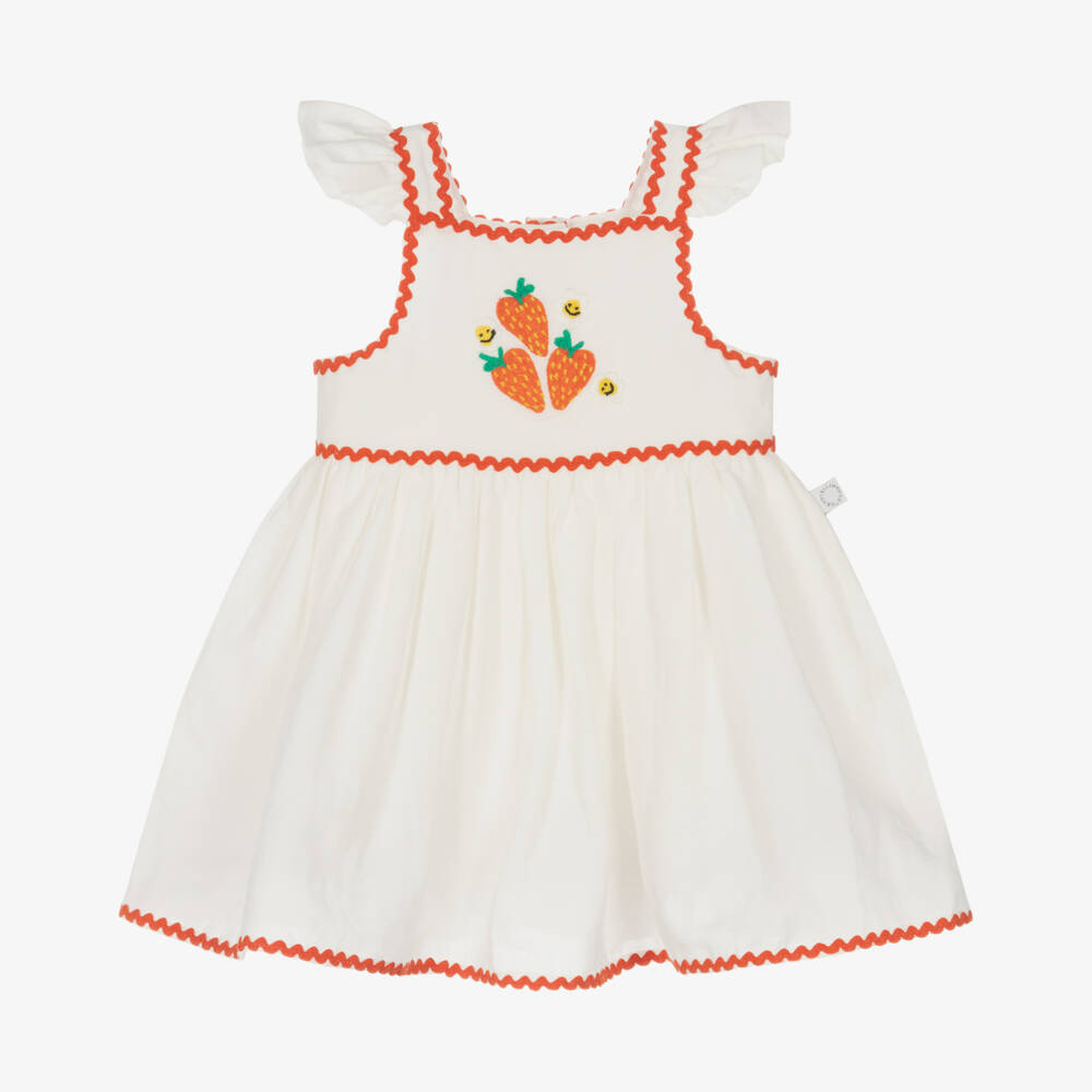 Stella McCartney Kids-فستان أبيض للبنات مطرز بالتوت | Childrensalon Outlet