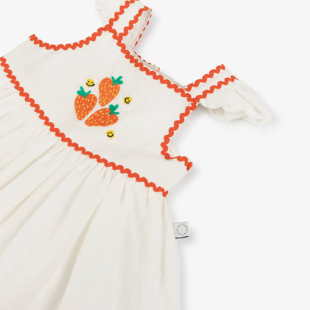 Stella McCartney Kids-Белое платье с ягодной вышивкой для девочек | Childrensalon Outlet