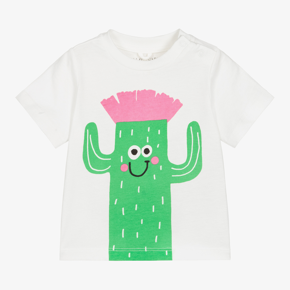 Stella McCartney Kids-Girls White Cactus T-Shirt | Childrensalon Outlet
