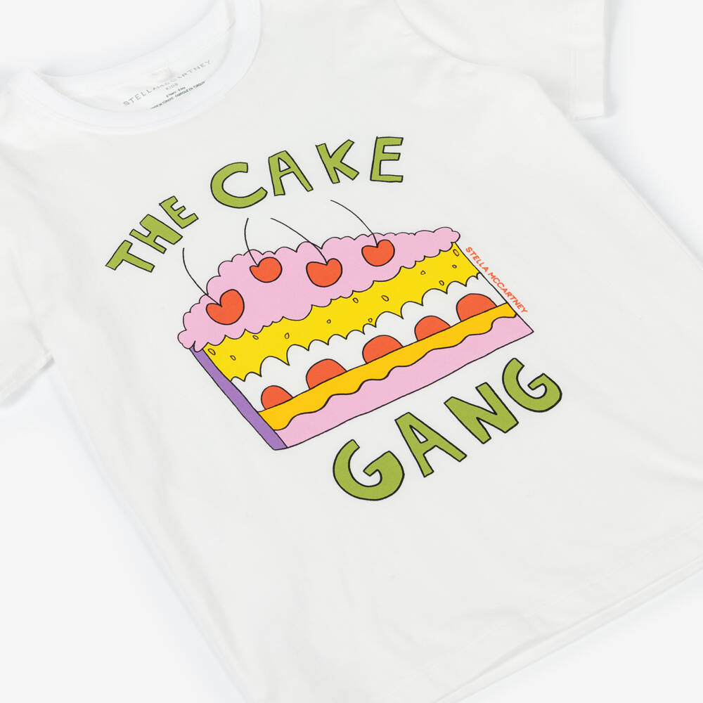 Stella McCartney Kids-Girls White Cake Graphic Tee | Childrensalon Outlet