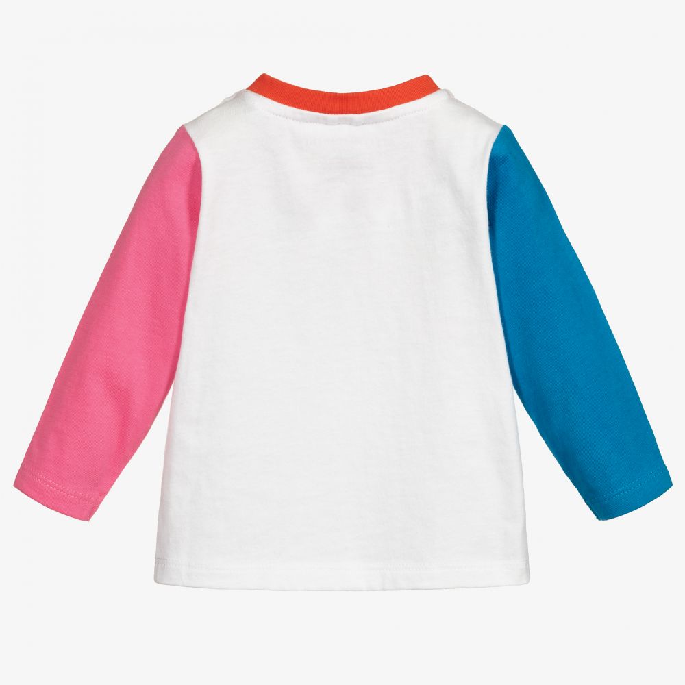 Stella McCartney Kids-Белый топ с цветовыми блоками для девочек | Childrensalon Outlet