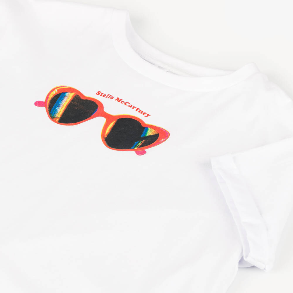 Stella McCartney Kids-Girls White Cool Shades Tee | Childrensalon Outlet