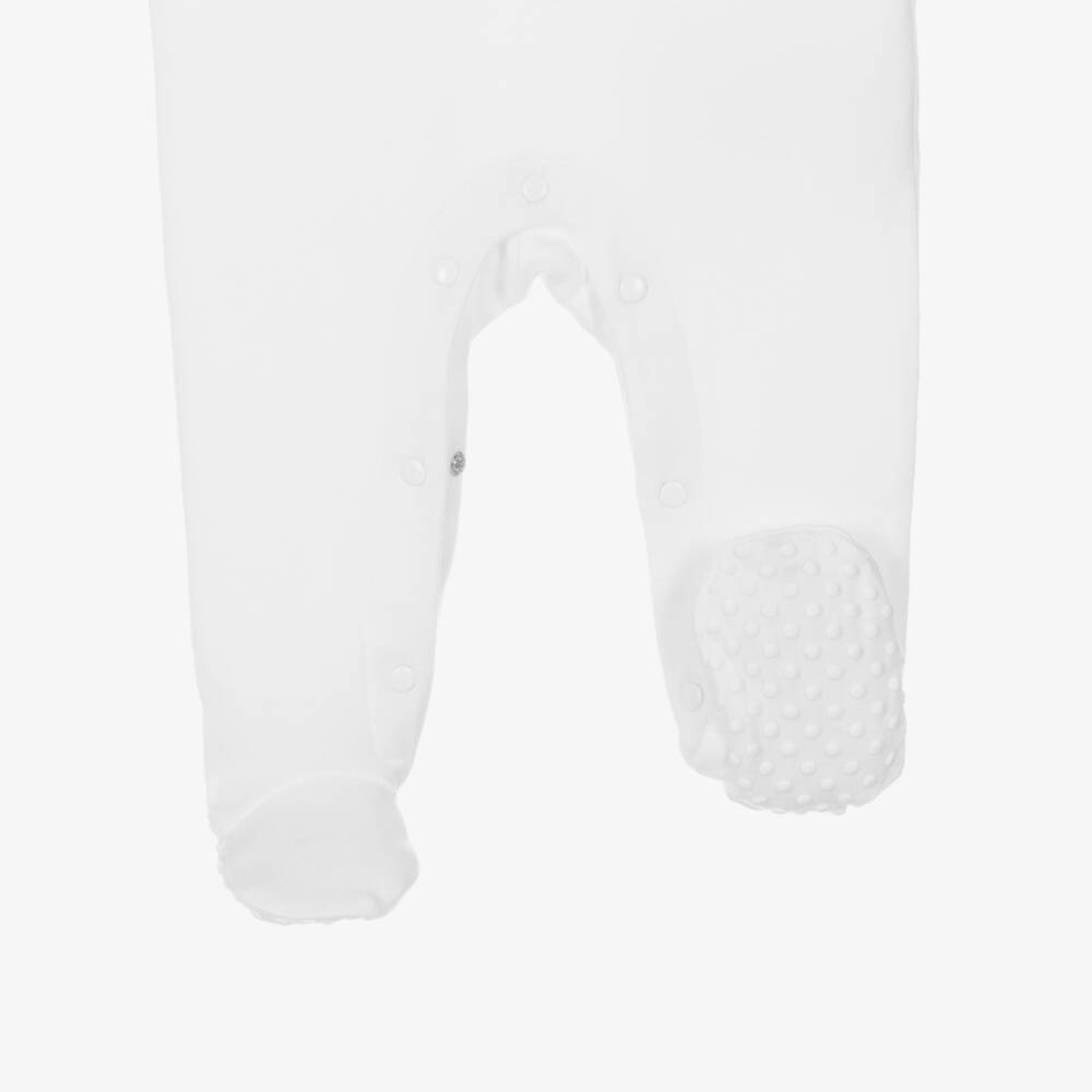 Stella McCartney Kids-Girls White Cotton Babysuit Set with Pink Tulip Motif | Childrensalon Outlet