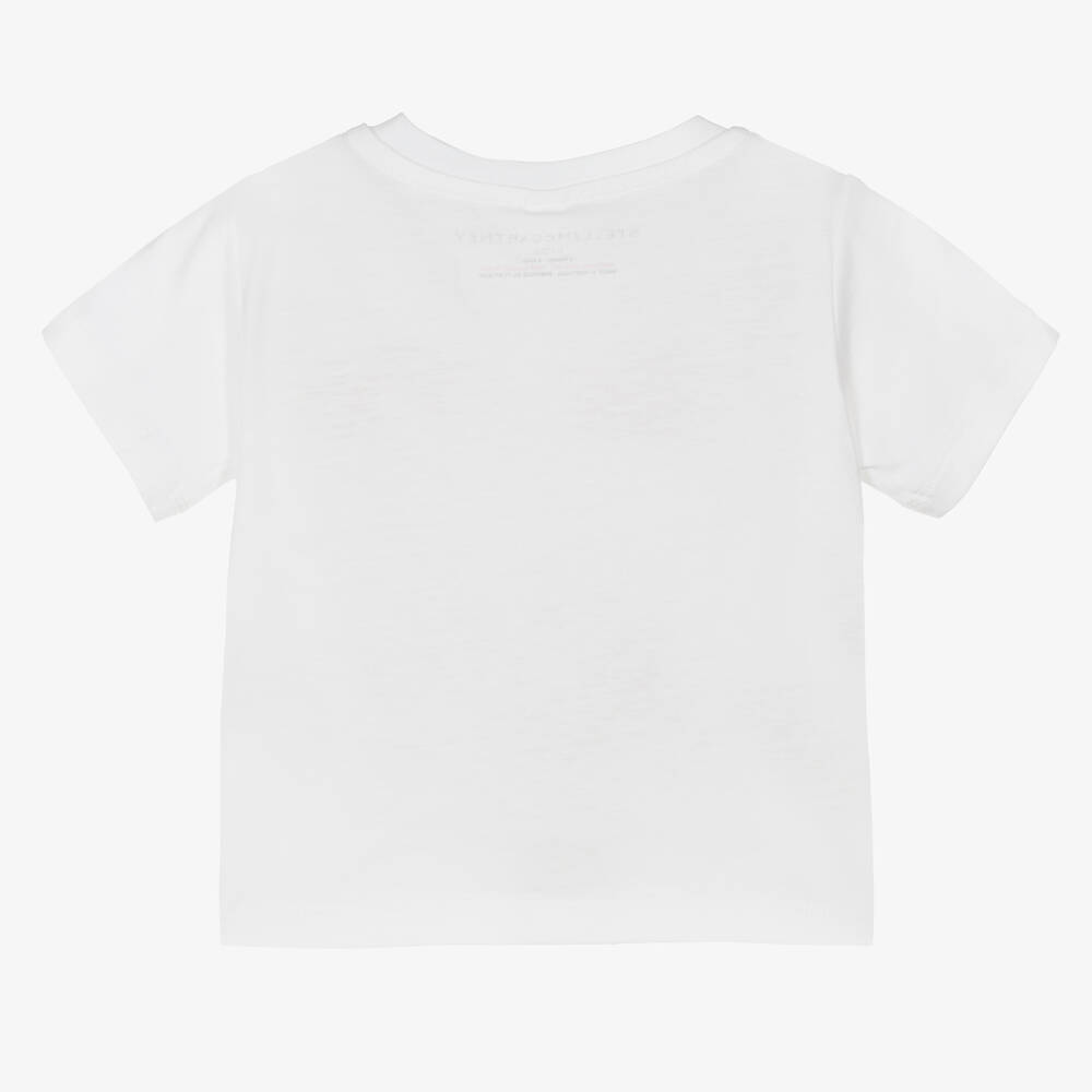 Tシャツ・カットソー STELLA MCCARTNEY Cotton T-shirt with logo print IVORY Stella McCartney Ivory Logo T-Shirt | Junior Couture USA
