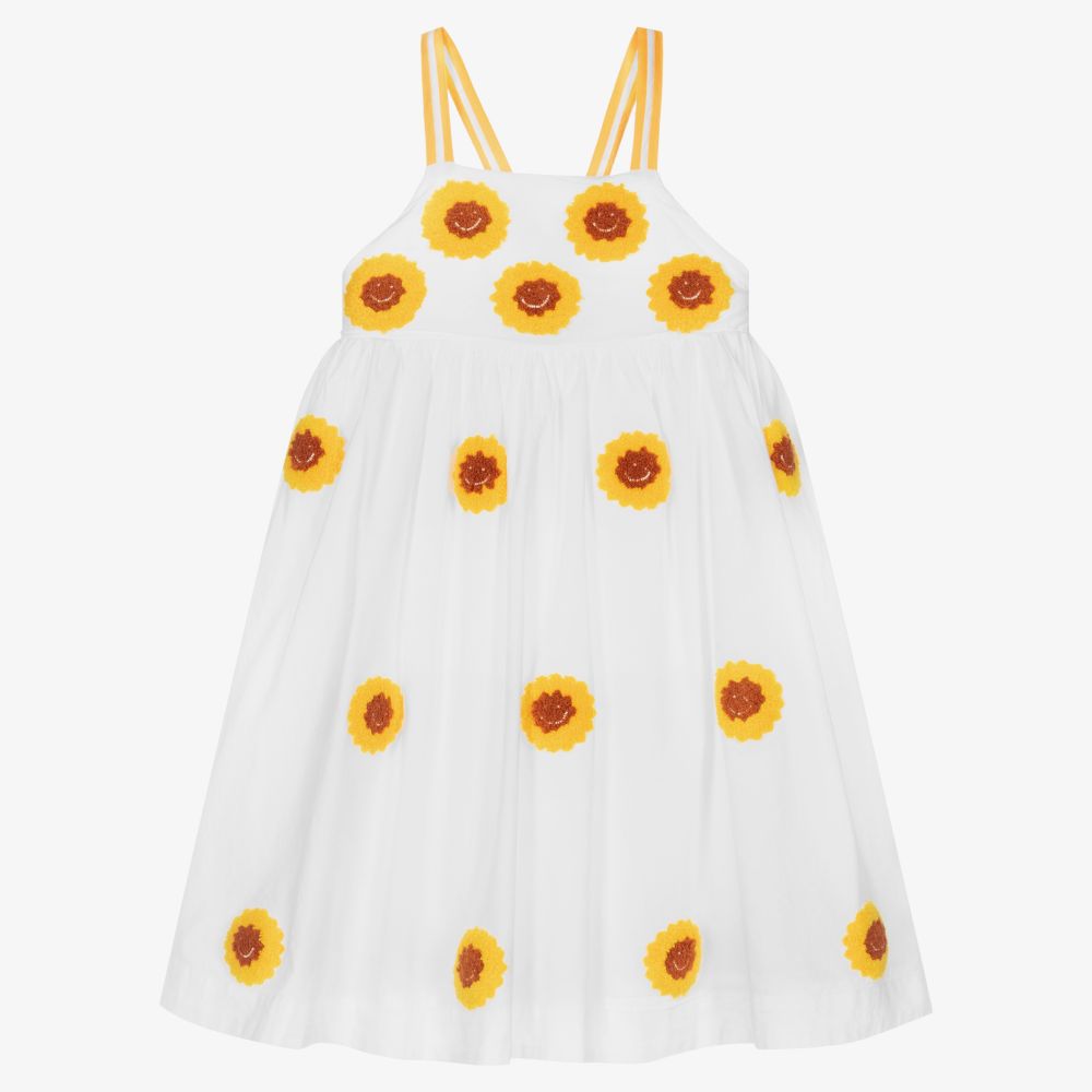 Stella McCartney Kids - Белое хлопковое платье для девочек | Childrensalon