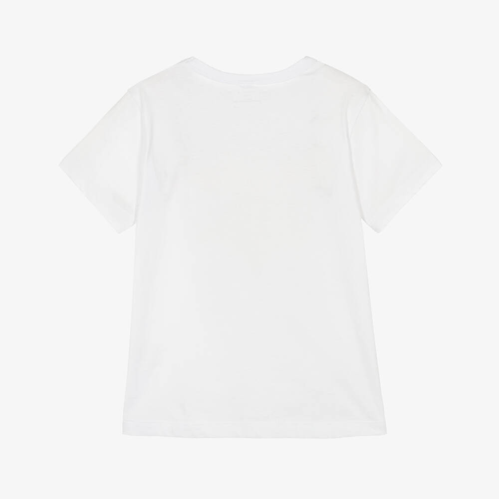 Stella McCartney Kids-Girls White Cotton Flower Logo T-Shirt | Childrensalon Outlet