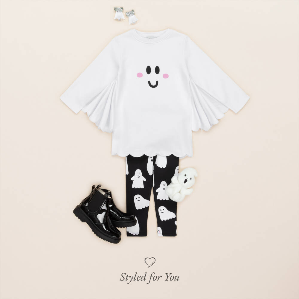 Stella McCartney Kids-Girls White Cotton Ghost-Style Sweatshirt Dress | Childrensalon Outlet