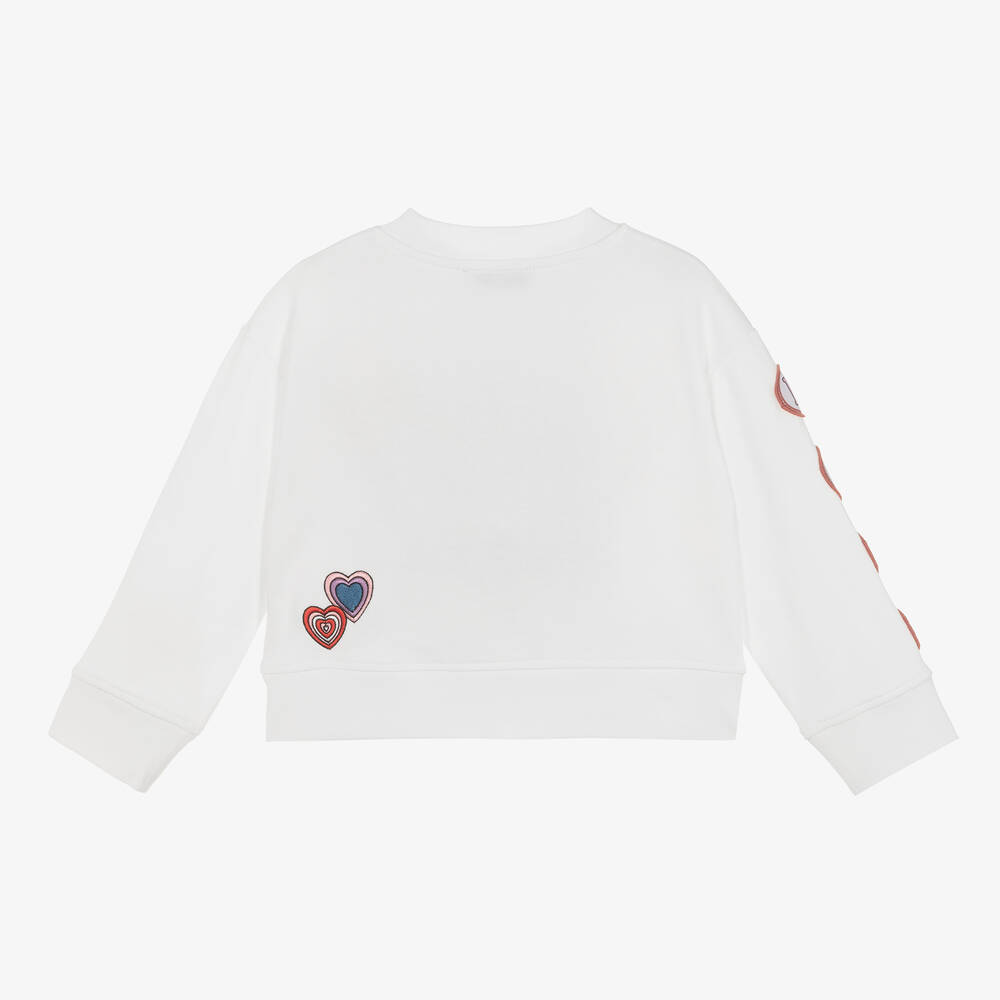 Stella McCartney Kids-Girls White Cotton Heart Sweatshirt | Childrensalon Outlet