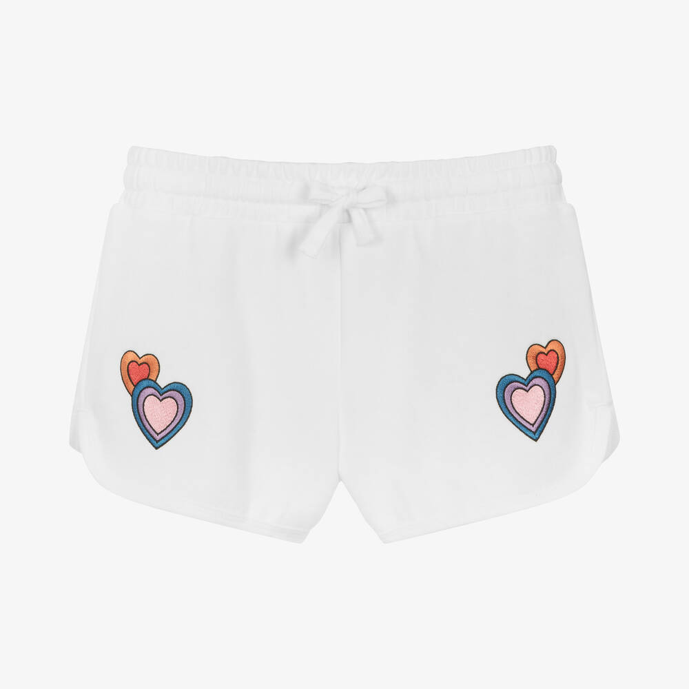Stella McCartney Kids-Girls White Cotton Hearts Shorts | Childrensalon Outlet