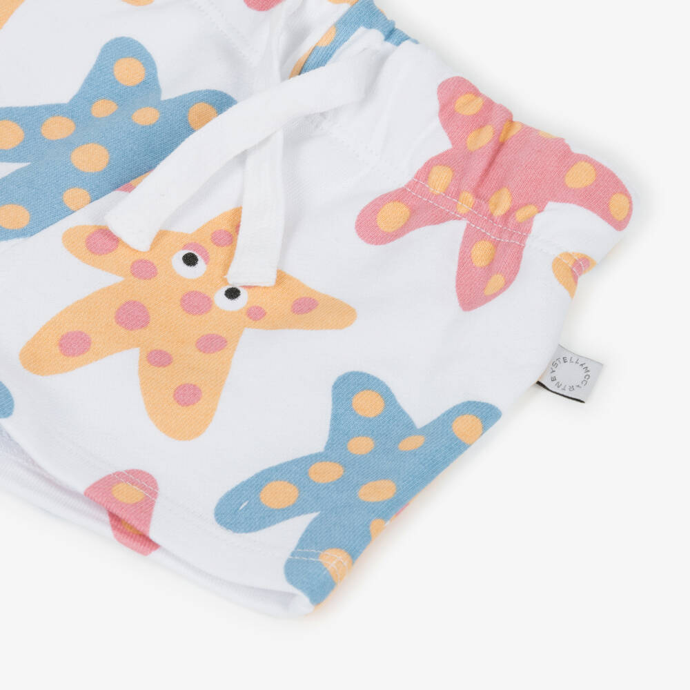 Stella McCartney Kids-Шорты летние белые с морскими звездами для девочек | Childrensalon Outlet