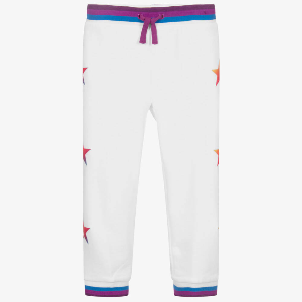 Stella McCartney Kids-Белые спортивные брюки из хлопка для девочек | Childrensalon Outlet