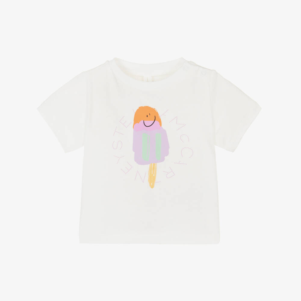 Stella McCartney Kids-Футболка из белого хлопка с леденцом для девочек | Childrensalon Outlet