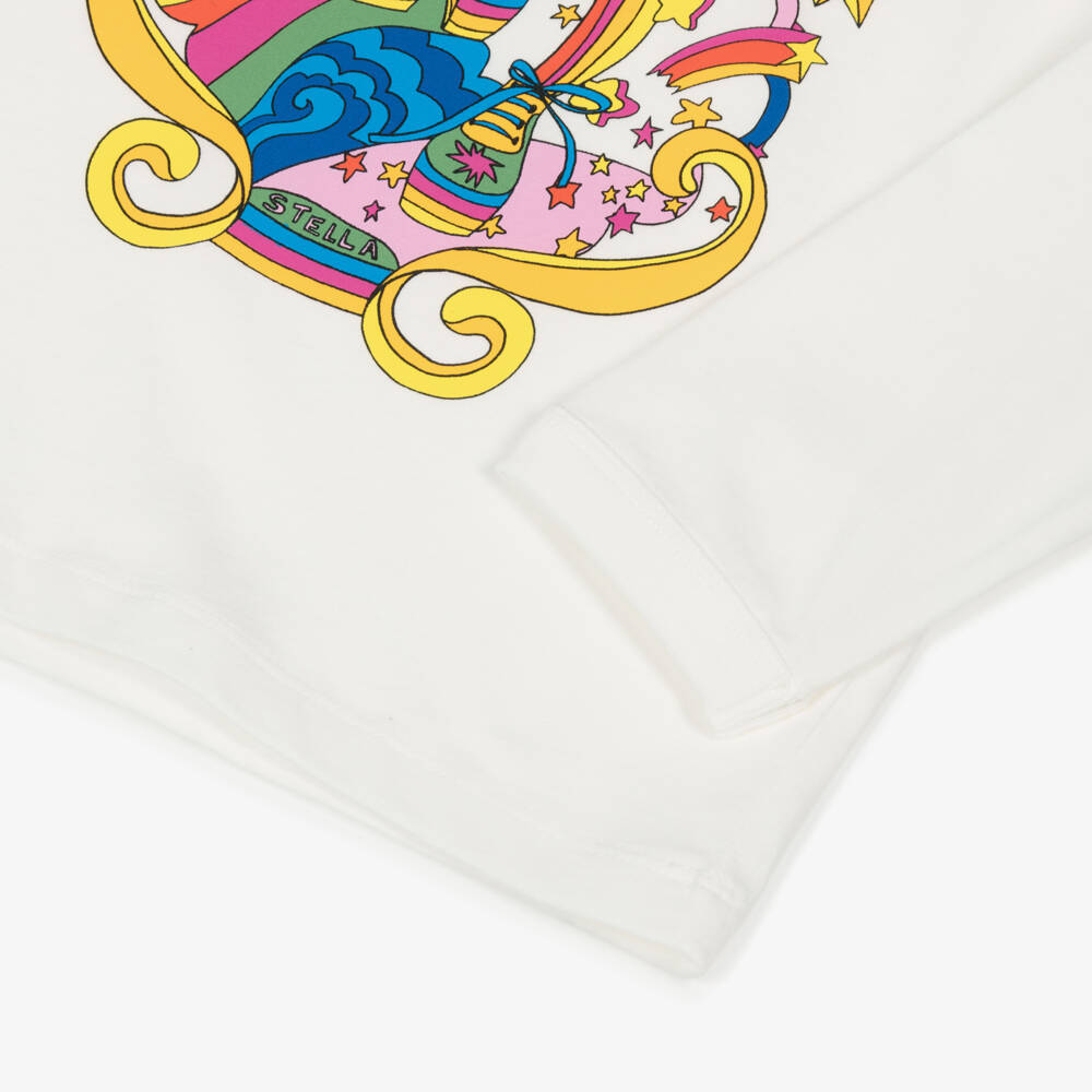 Stella McCartney Kids-Girls White Cotton Party Print Long-Sleeved Top | Childrensalon Outlet