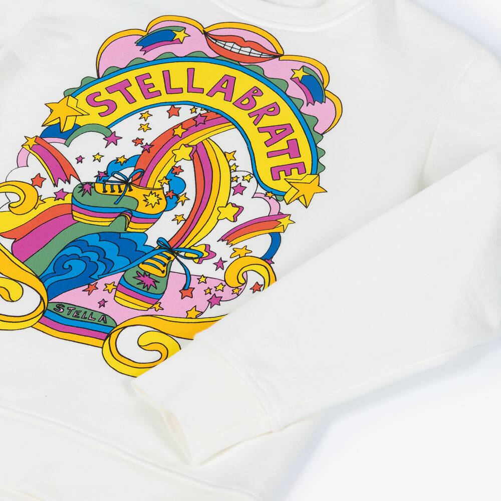 Stella McCartney Kids-Girls White Cotton Party Print Sweatshirt | Childrensalon Outlet