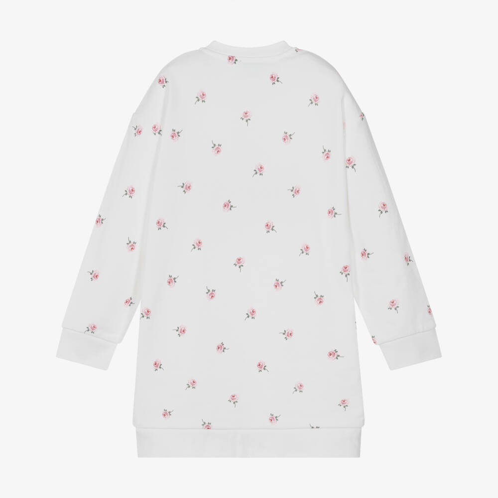 Stella McCartney Kids-Платье-свитшот из белого хлопка с розами для девочек | Childrensalon Outlet