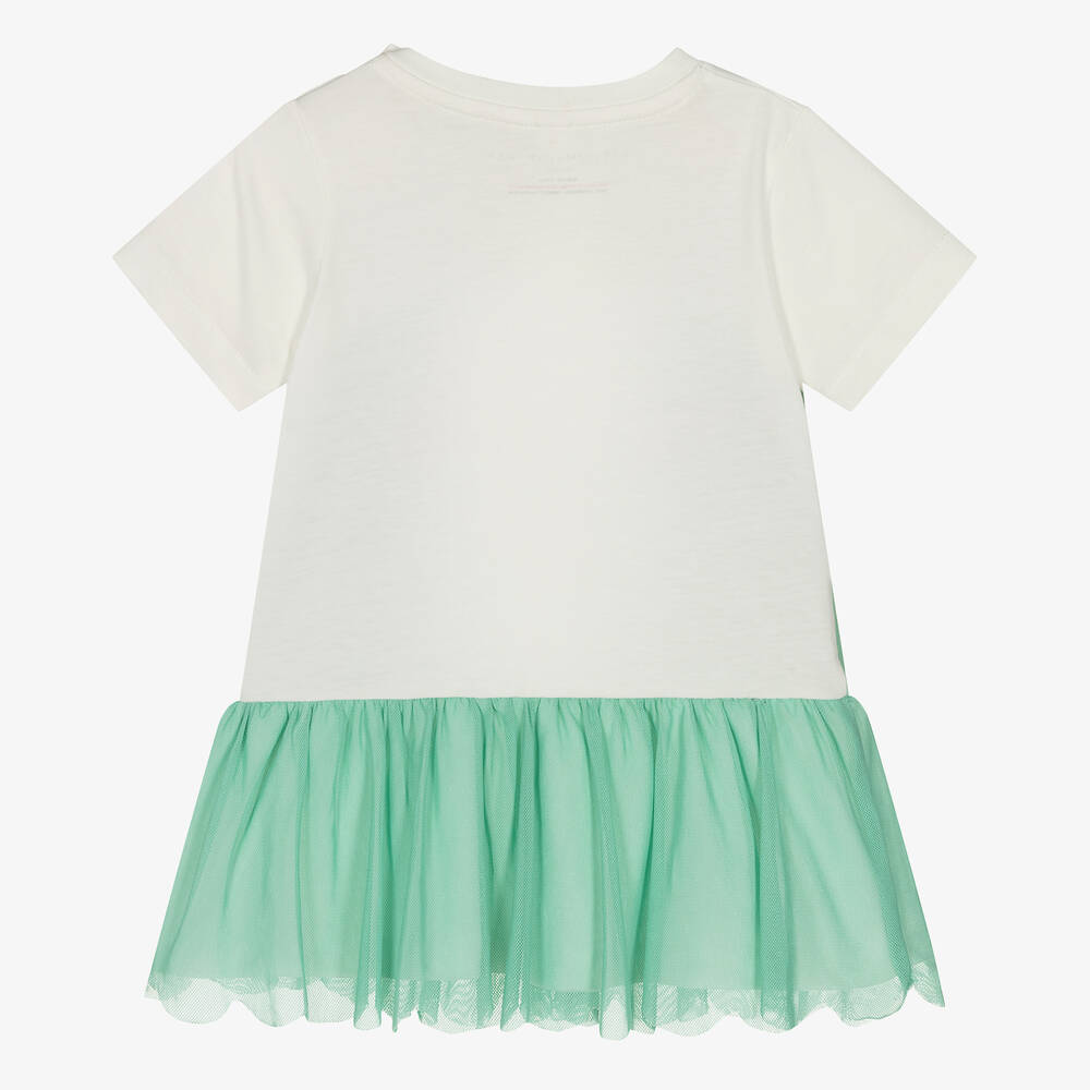 Stella McCartney Kids-Белое хлопковое платье с морскими коньками для девочек | Childrensalon Outlet