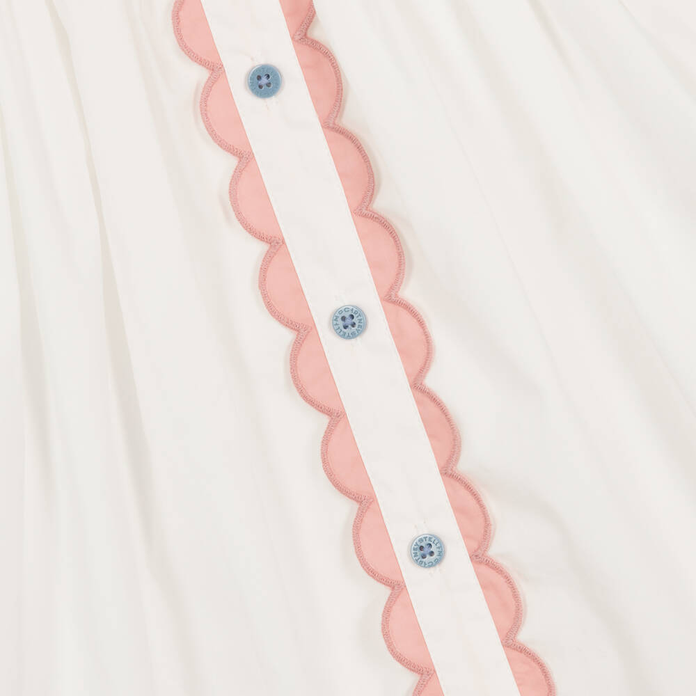 Stella McCartney Kids-Girls White Cotton Skirt with Pink Trim | Childrensalon Outlet