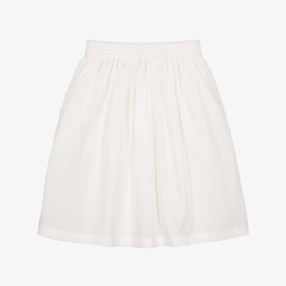 Stella McCartney Kids-Girls White Cotton Skirt with Pink Trim | Childrensalon Outlet