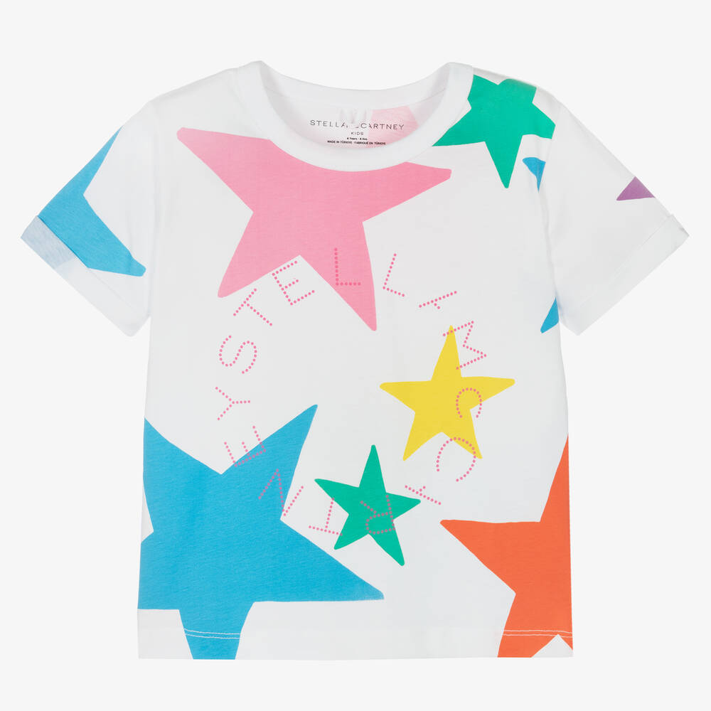 Stella McCartney Kids - T-shirt blanc coton à étoiles fille | Childrensalon